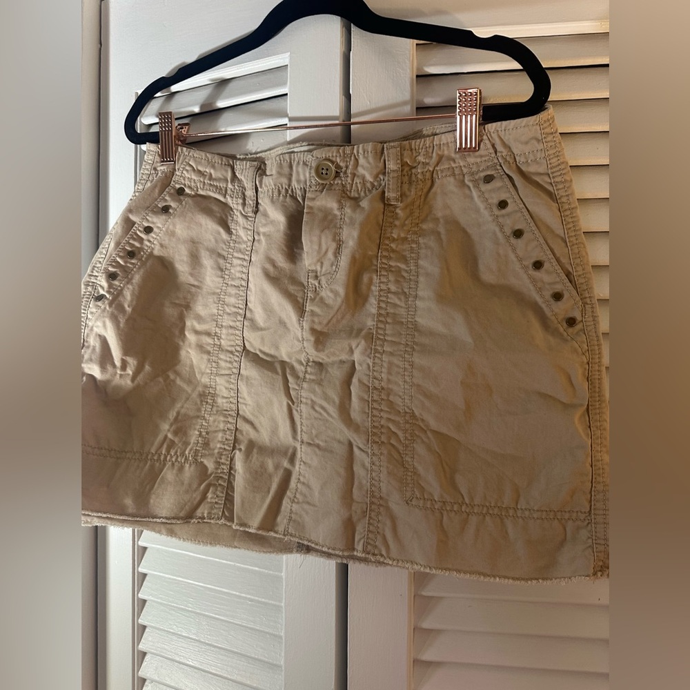 Y2K Old Navy Beige Mini Skirt with Stud Accents